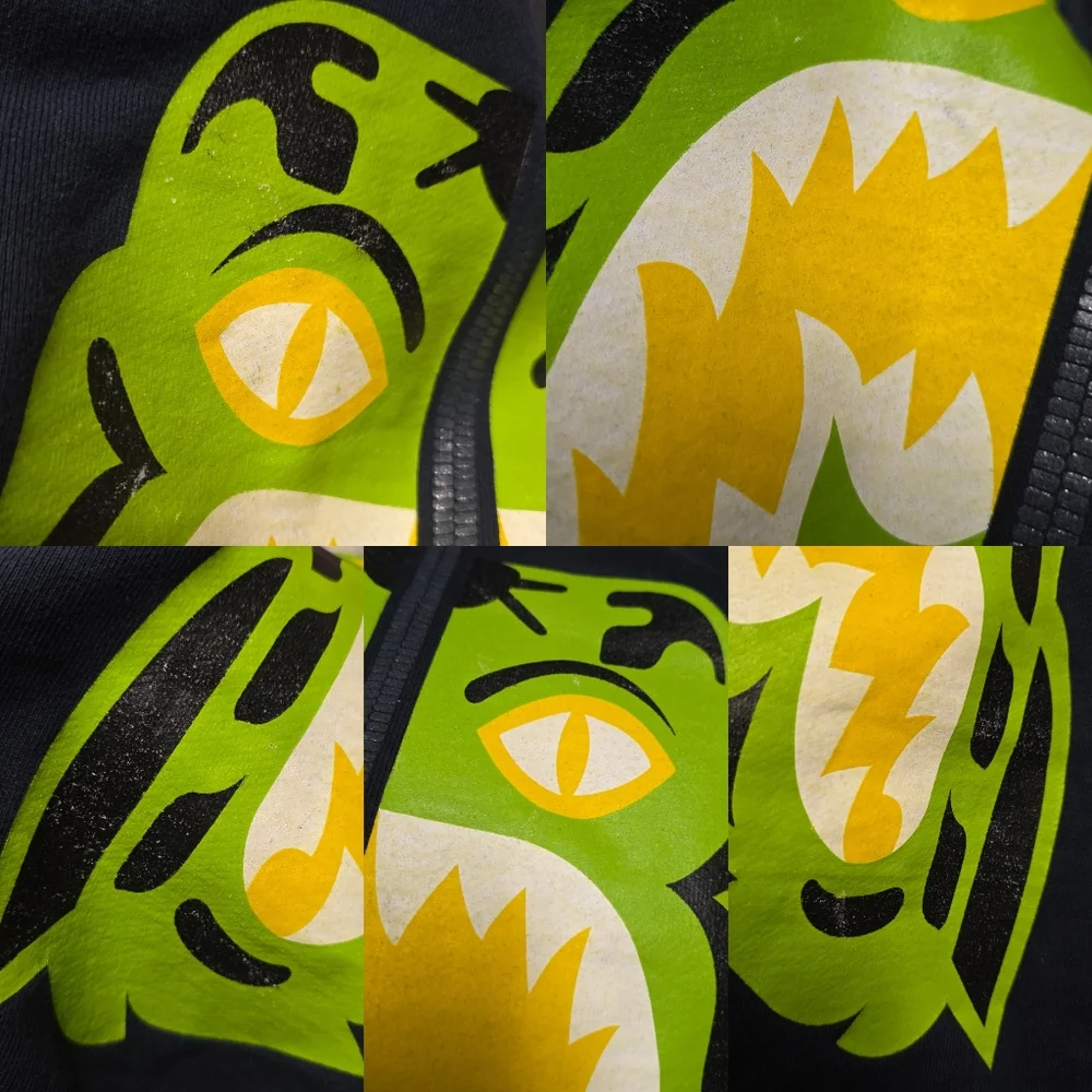 Bape A Bathing Ape Sweatshirt Hoodie Shark Size Large Navy - Picture 8 of 8
